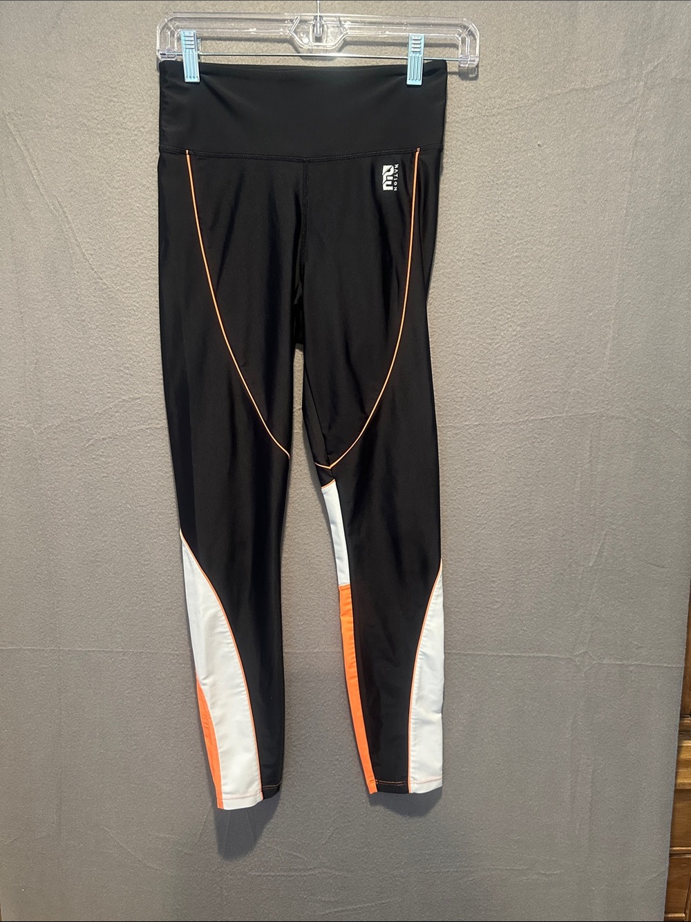 P.E Nation Black with Orange & White Panel Leggings